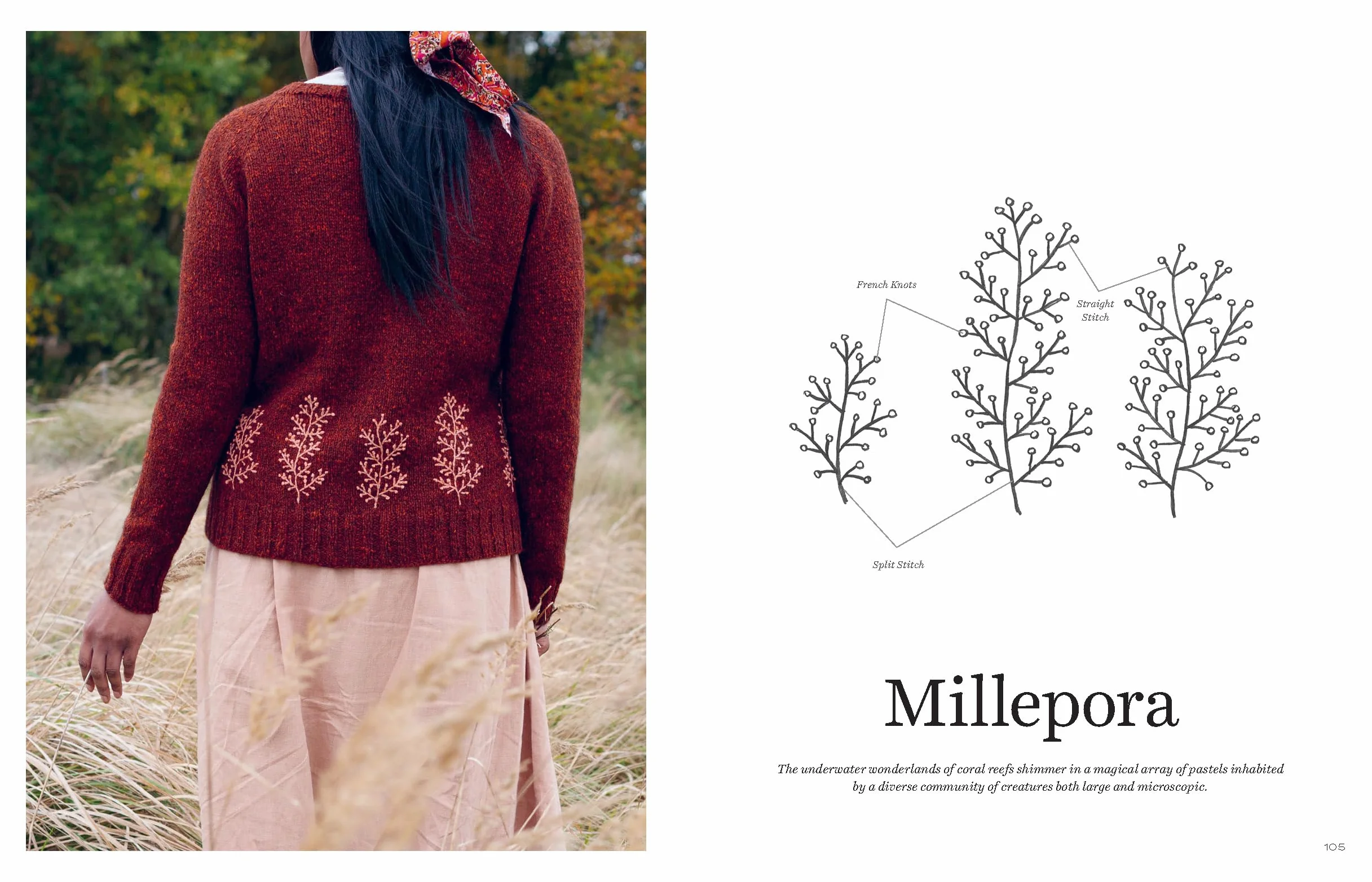Embroidery on Knits: 18 Nature-Inspired Templates for Stitching on Wool