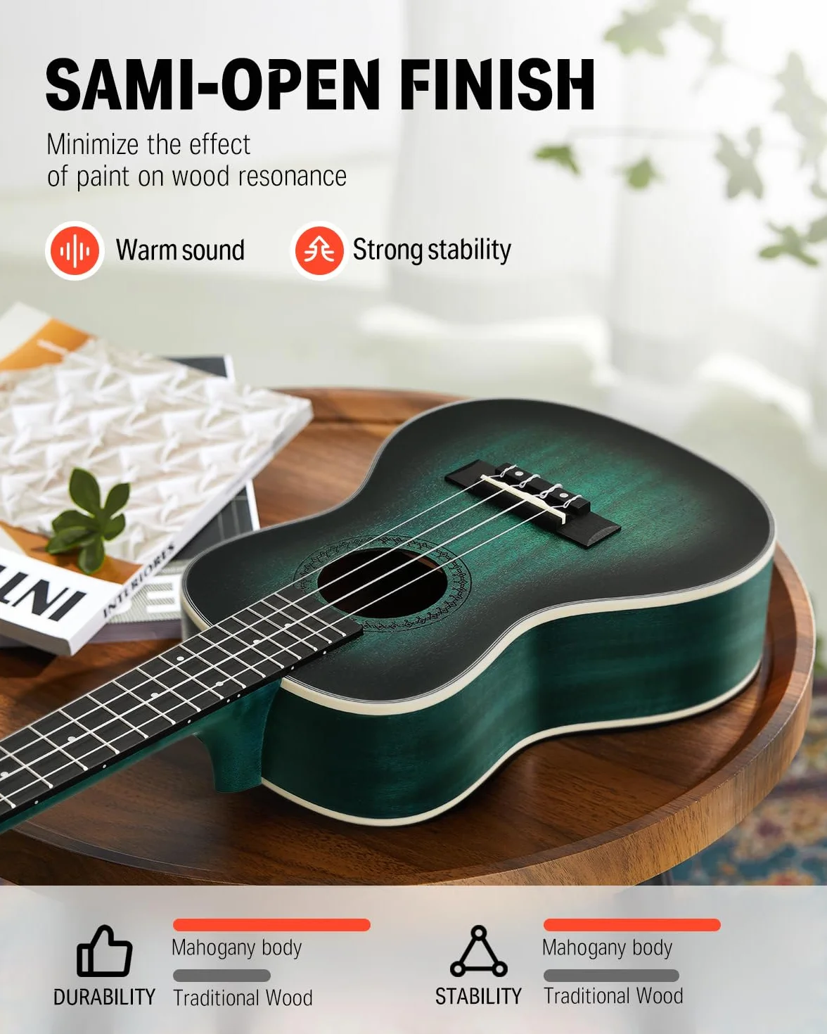 Donner Ukulele koncertowe, profesjonalny zestaw 50 cm, mahoniowe ukelele dla początkujących, dorosłych, dzieci, z lekcją online, torba na siłownię, torba Aquila, stringi, tuner, pasek, DUC-200B, kolor niebieski