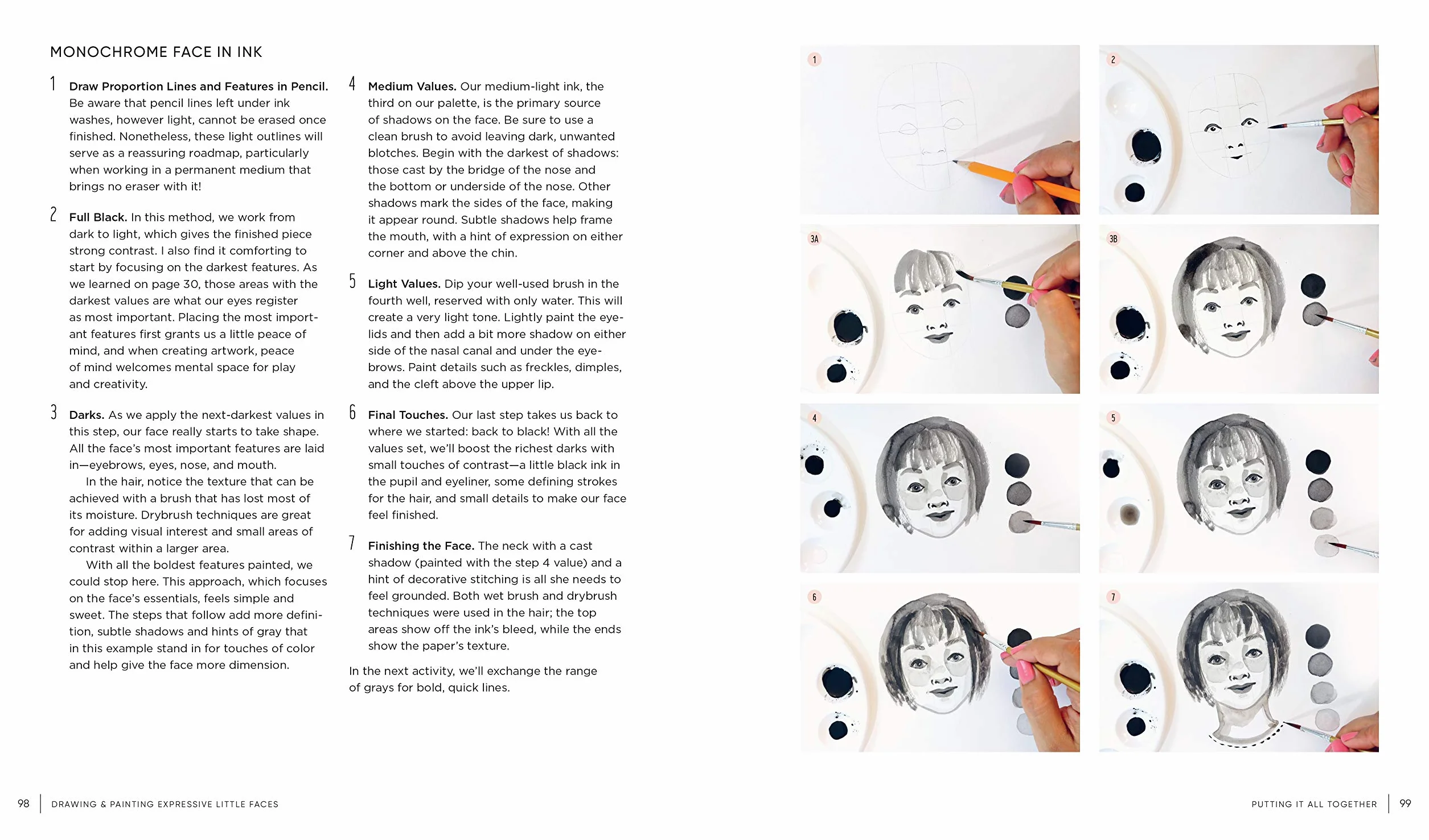 Drawing and Painting Expressive Little Faces: Step-By-Step Techniques for Creating People and Portraits with Personality, Explore Watercolors, Inks, M