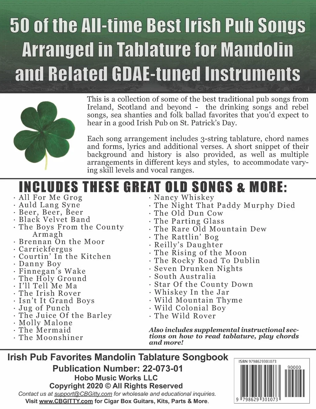 Irish Pub Favorites Mandolin Tablature Songbook: 50 of the All-time Best Irish Pub Songs arranged in Tab for Mandolin-family Instruments