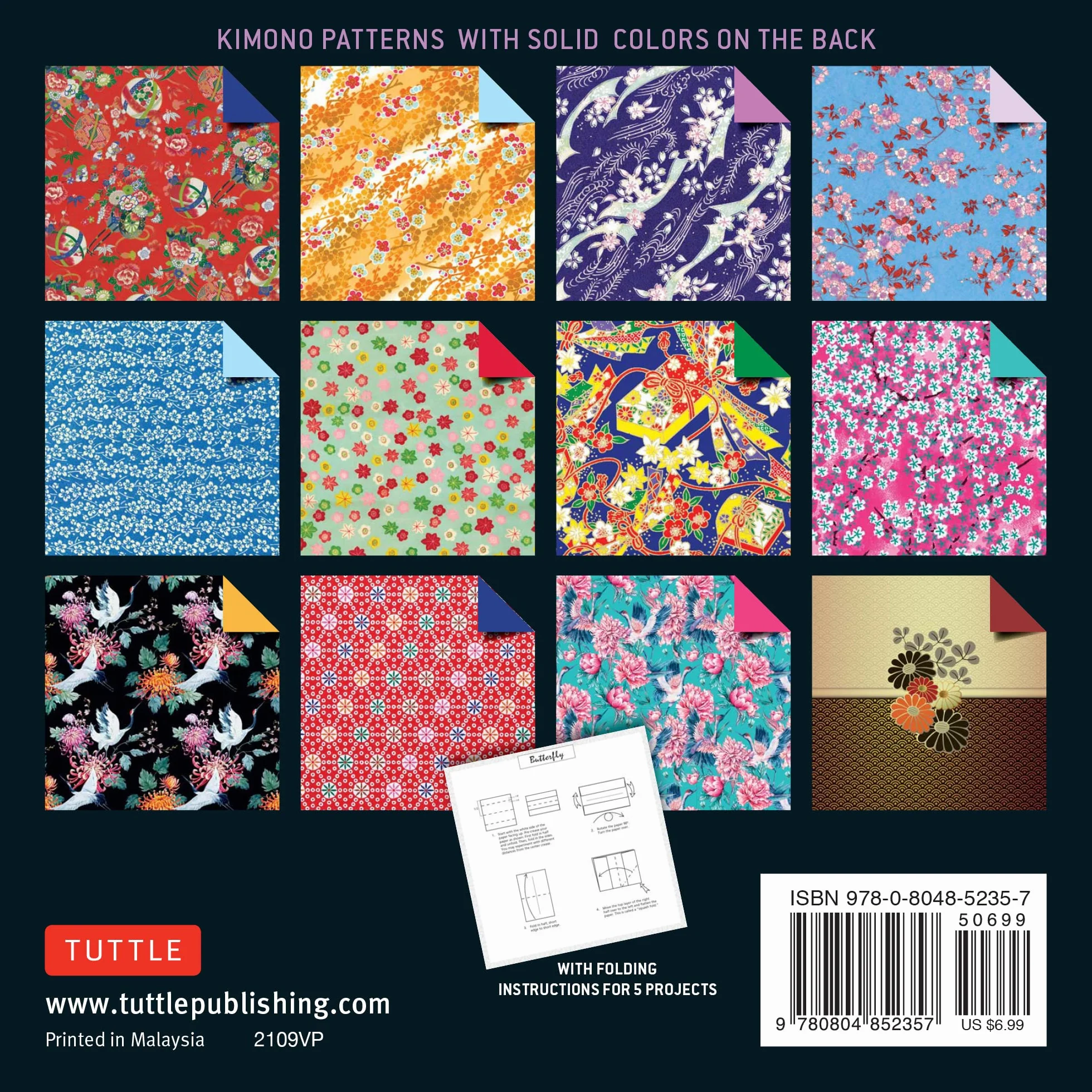 Origami Paper 100 Sheets Kimono Patterns 6" (15 CM): High-Quality Double-Sided Origami Sheets Printed: Double-Sided Origami Sheets Printed with 12 ... (Instructions for 6 Projects Included)
