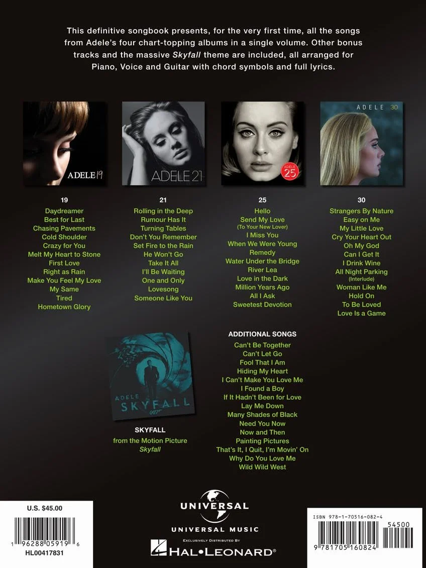 Adele: The Complete Collection - 62 Songs for Piano, Voice and Guitar