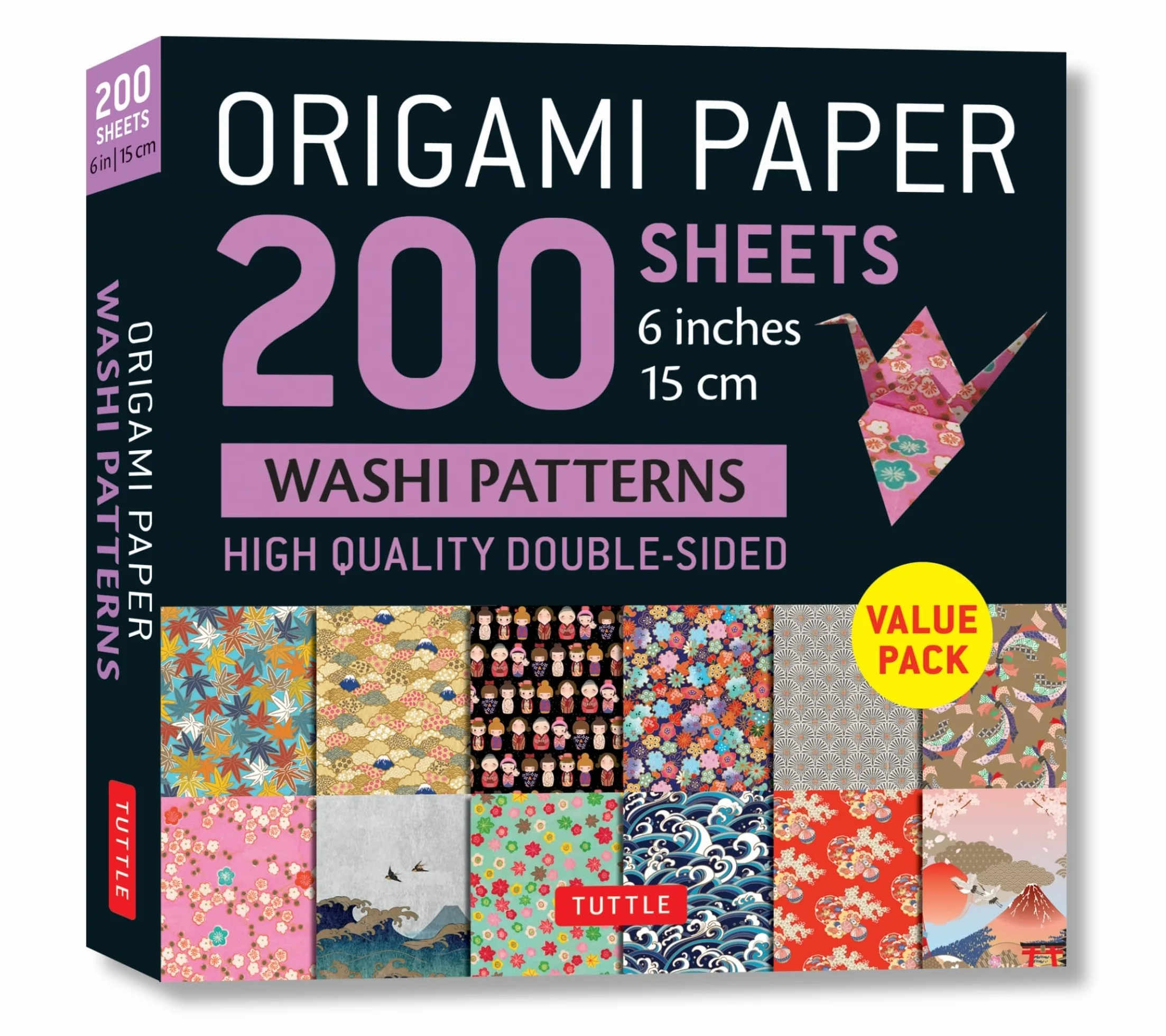 Origami Paper 200 sheets Washi Patterns 6" (15 cm): Tuttle Origami Paper: Tuttle Origami Paper: Double Sided Origami Sheets Printed with 12 Different Designs (Instructions for 6 Projects Included)
