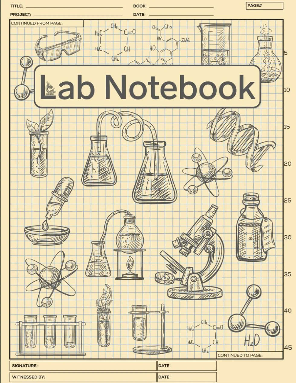 Laboratory Notebook: Lab Notebook for Graduate Student Researchers | 120 Pages | 5x5 Quad Ruled Grid | 8.5 x 11 inches