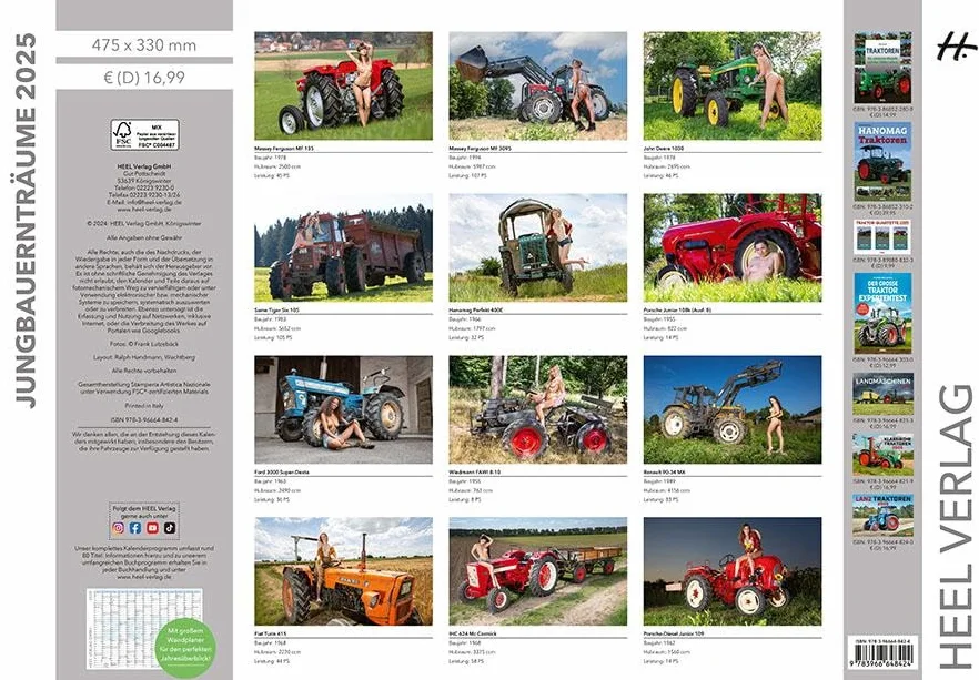 Jungbauernträume Kalender 2025: Landlust von ihrer schönsten Seite - Akt-Fotografie der Spitzenklasse Wandkalender Erotik Traktoren Schlepper