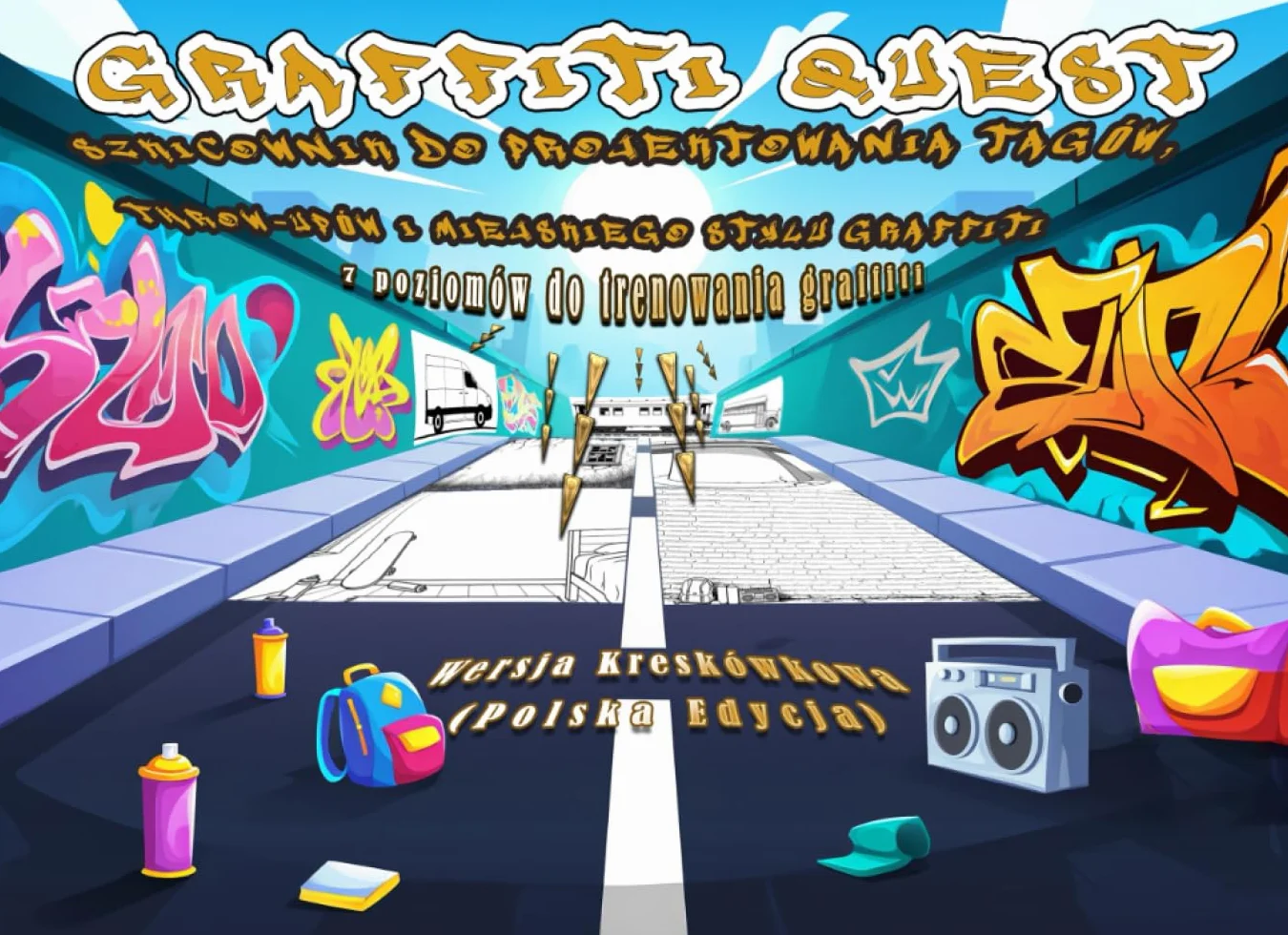 Graffiti Quest: Szkicownik do Projektowania Tagów, Throw-upów i Miejskiego Stylu Graffiti - Wersja Kreskówkowa