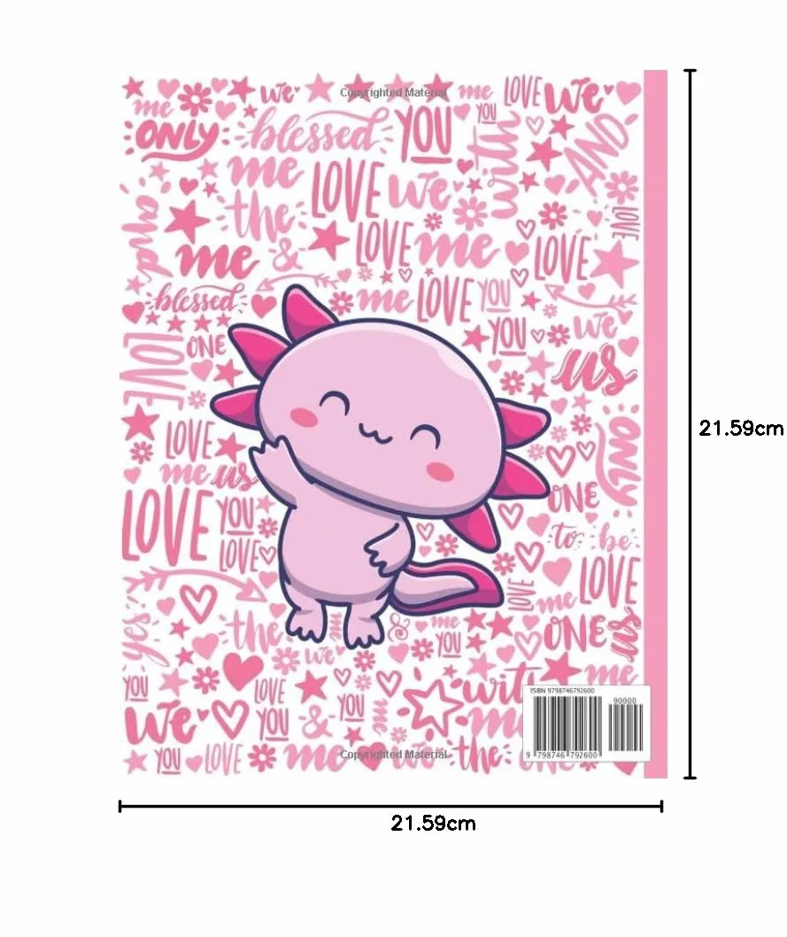 Axolotl Sketchbook: Cute Large Notebook for Drawing, Doodling, Sketching - Blank Paper 8.5 X 11 Inc - 110 Pages - Great Gift (Axolotl Amphibian)