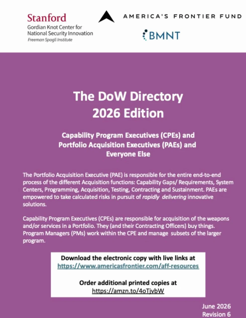 The DoW Directory: Portfolio Acquisition Executives, Capability Program Executives and Program Executive Offices