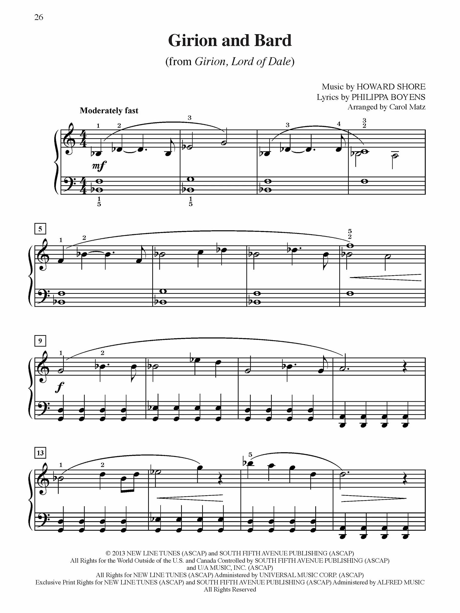 The Hobbit -- The Desolation of Smaug: Big Note Piano Selections from the Original Motion Picture Soundtrack