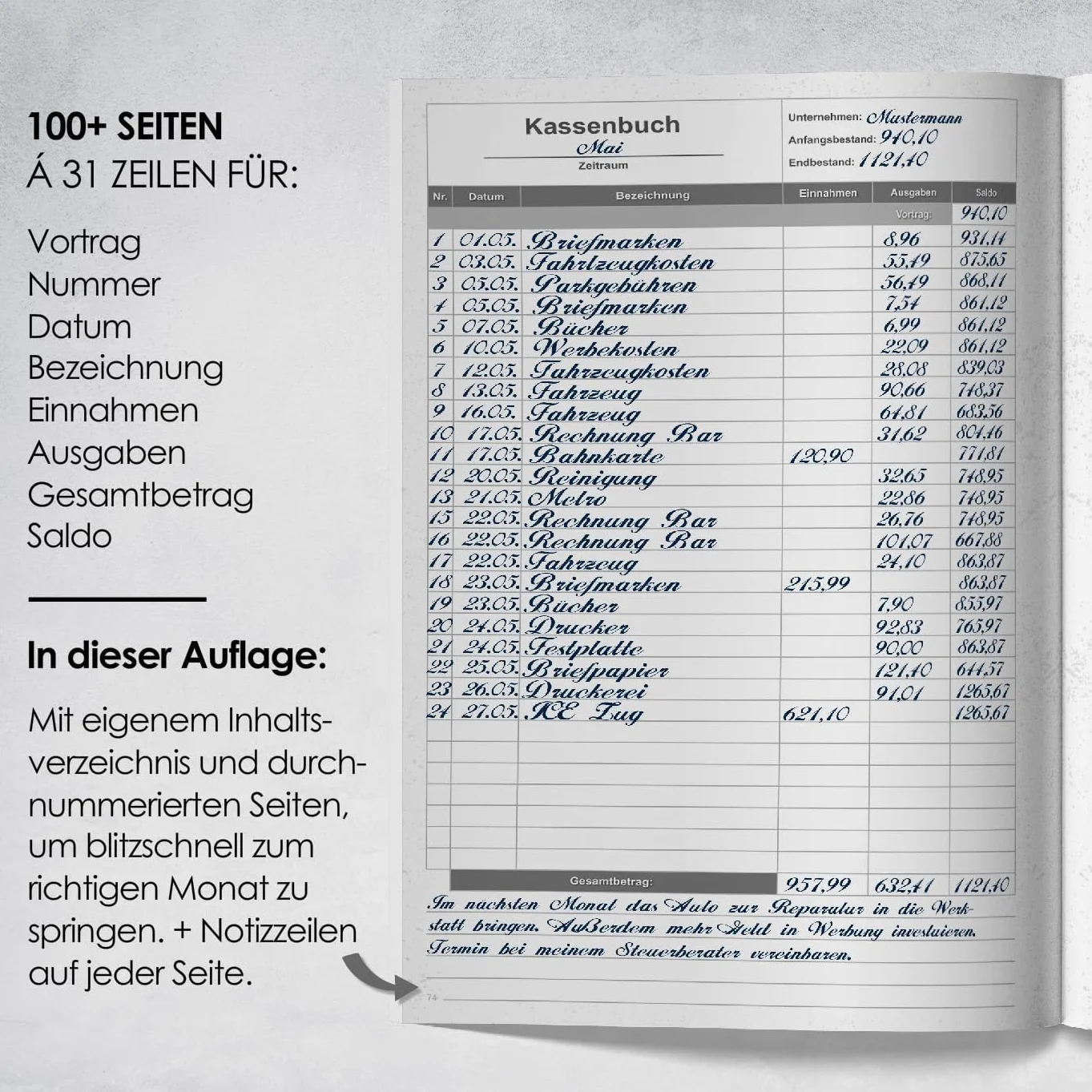 Gockler KASSENBUCH A4: Einnahmen-Ausgaben-Buch für Selbstständige, Haushalt & Gastronomie, 100+ Seiten, steuerkonform, blau