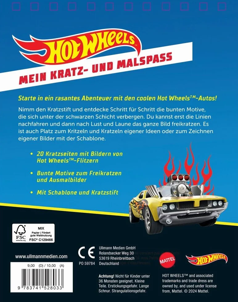 Mein Kratz- und Malspaß - Hot Wheels(TM): Kratzbuch mit 20 Kratzbildern von Hot Wheels-Autos und Bildern zum Malen, Geschenk für Jungen und Mädchen ab 5 Jahren