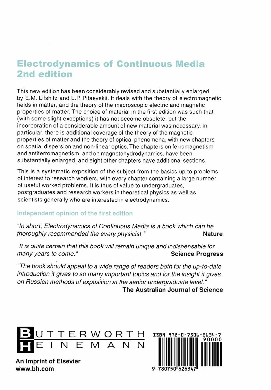 Electrodynamics of Continuous Media: Volume 8