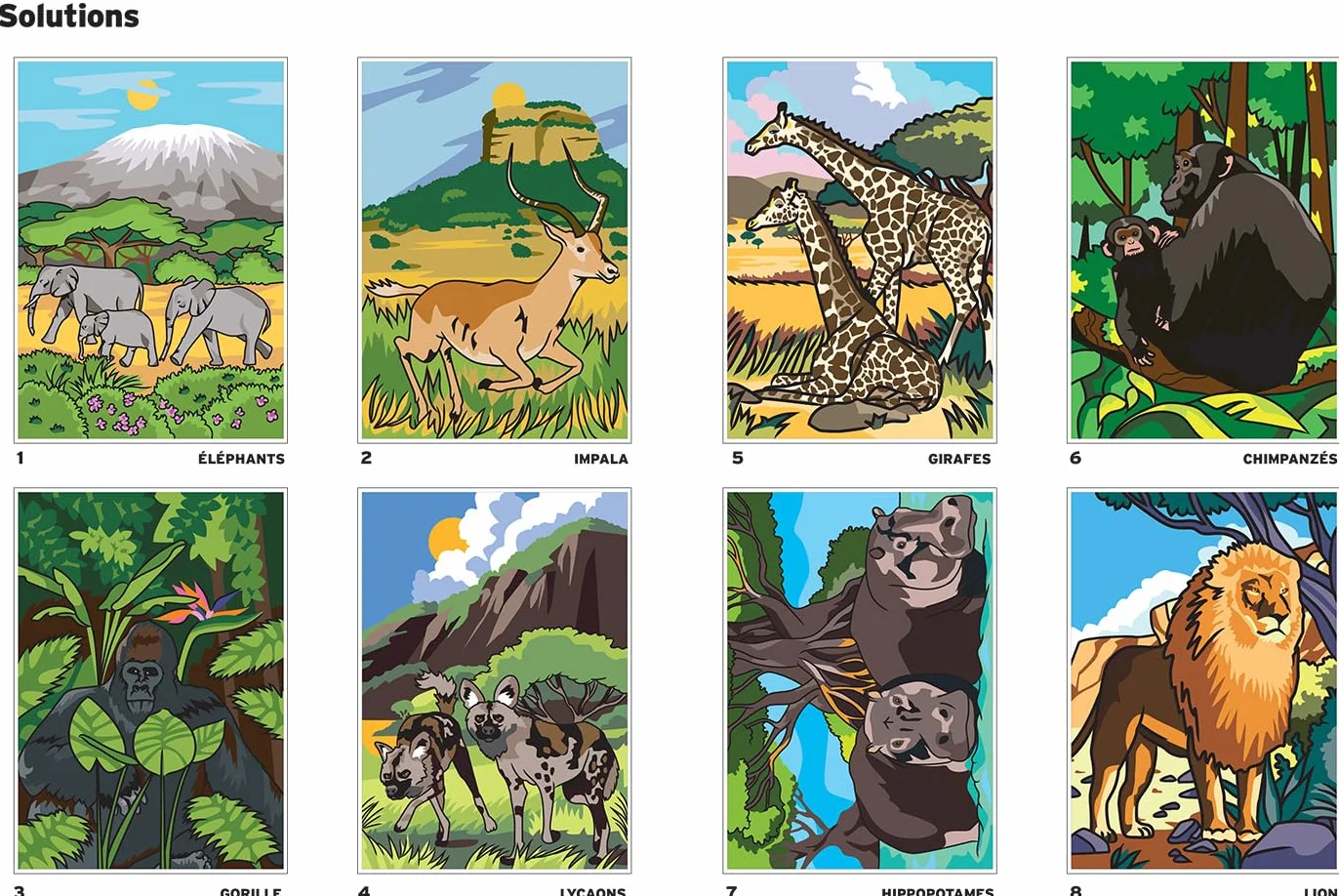 Coloriages mystères Safari: Coloriez les chiffres et découvrez l'image