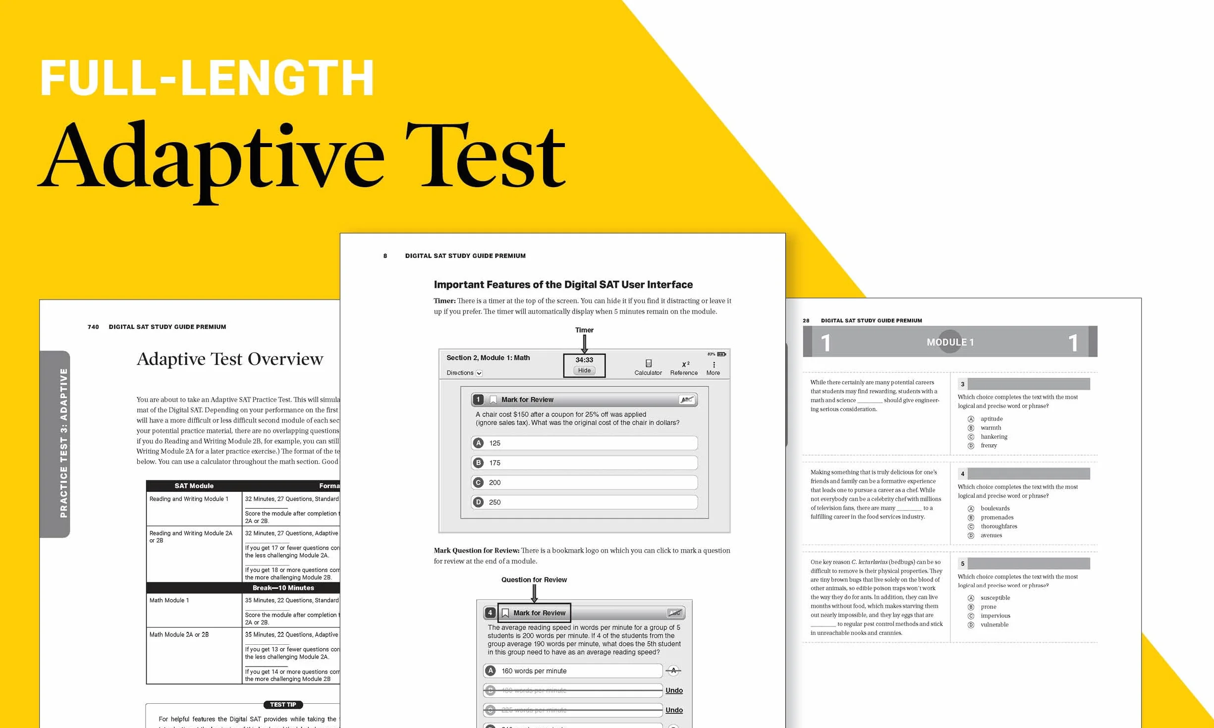Digital SAT Study Guide Premium, 2025: 4 Practice Tests + Comprehensive Review + Online Practice