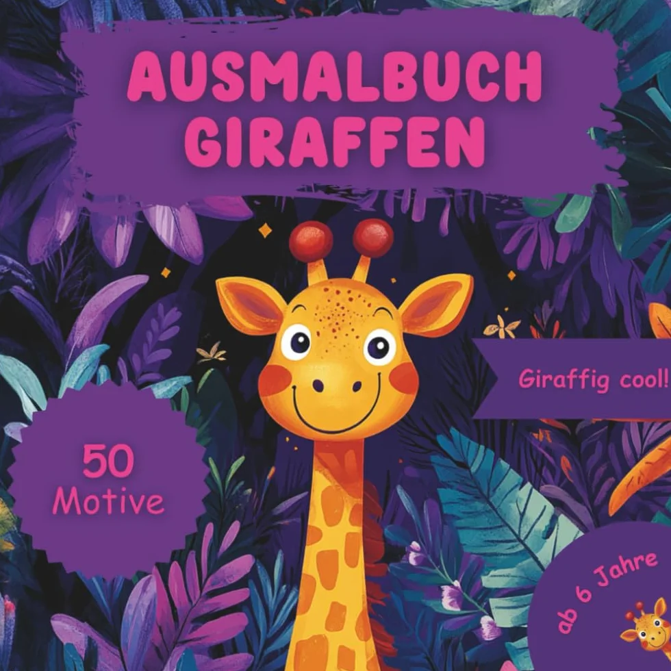Ausmalbuch Giraffen – 50 fröhliche und liebevoll gestaltete Malvorlagen für Kinder, die Giraffen lieben