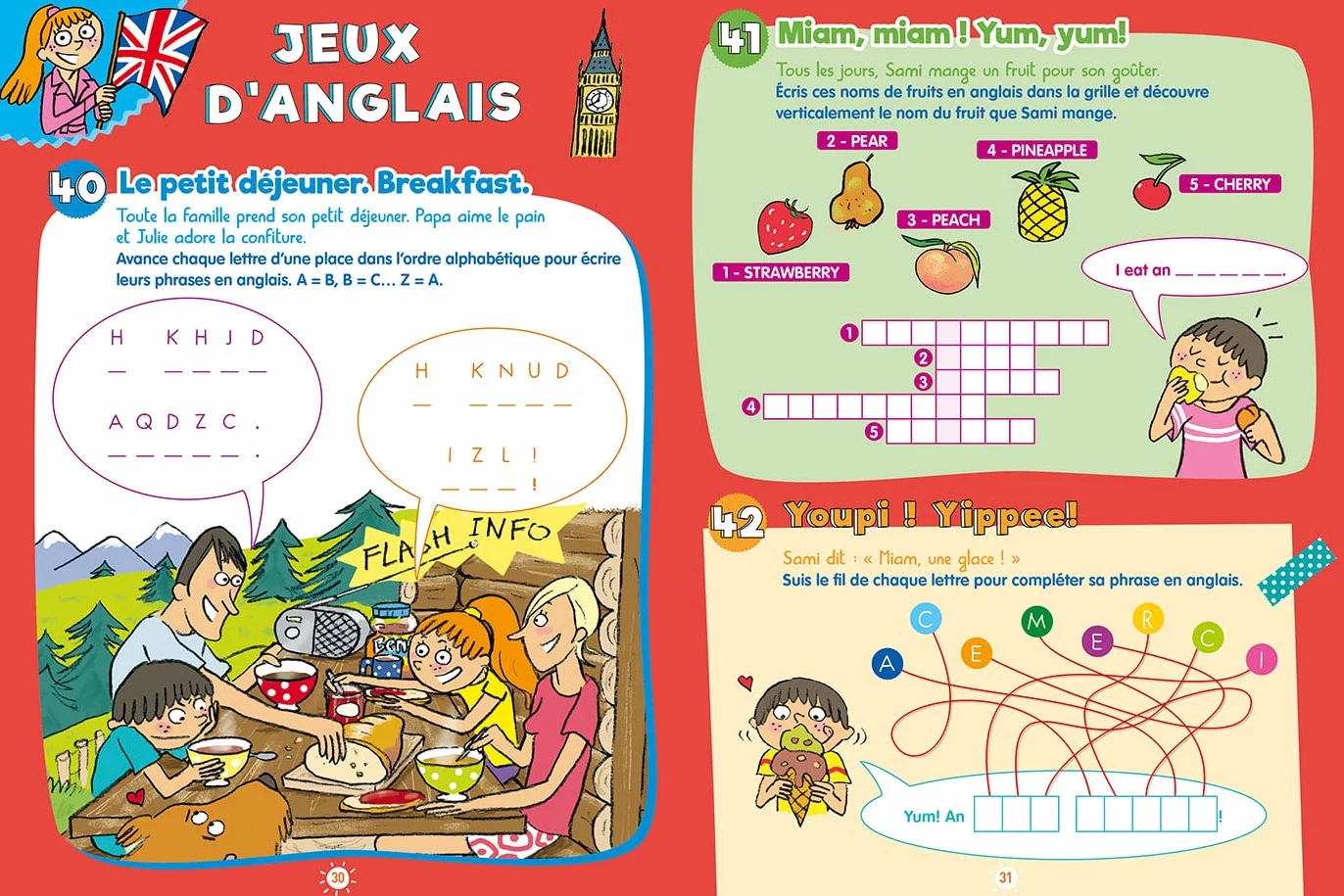 100 Jeux de vacances - Sami et Julie - Du CE2 au CM1 - Cahier de vacances 2026: Pour réviser tout en s'amusant ! Avec 1 crayon