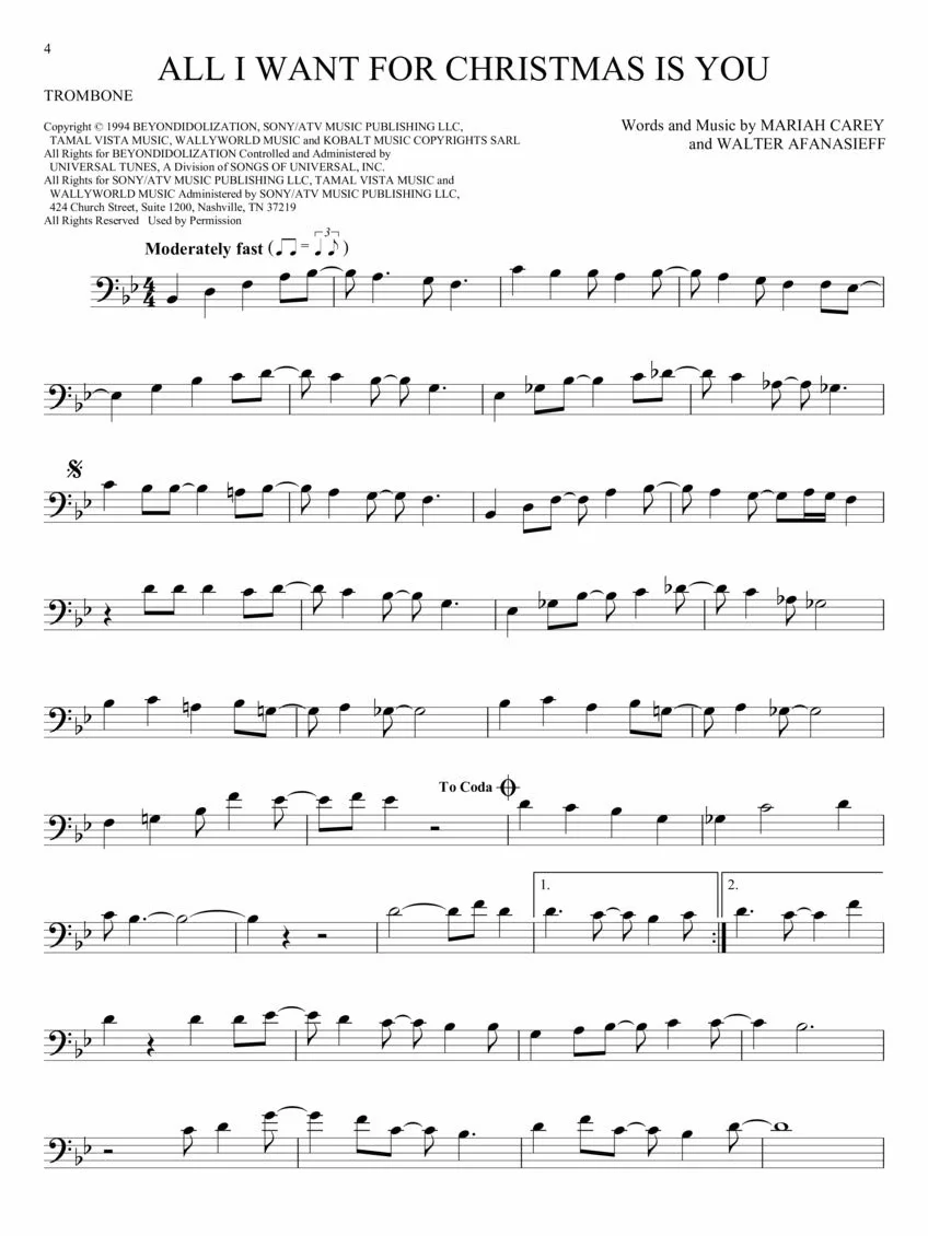 101 Christmas Songs: For Trombone