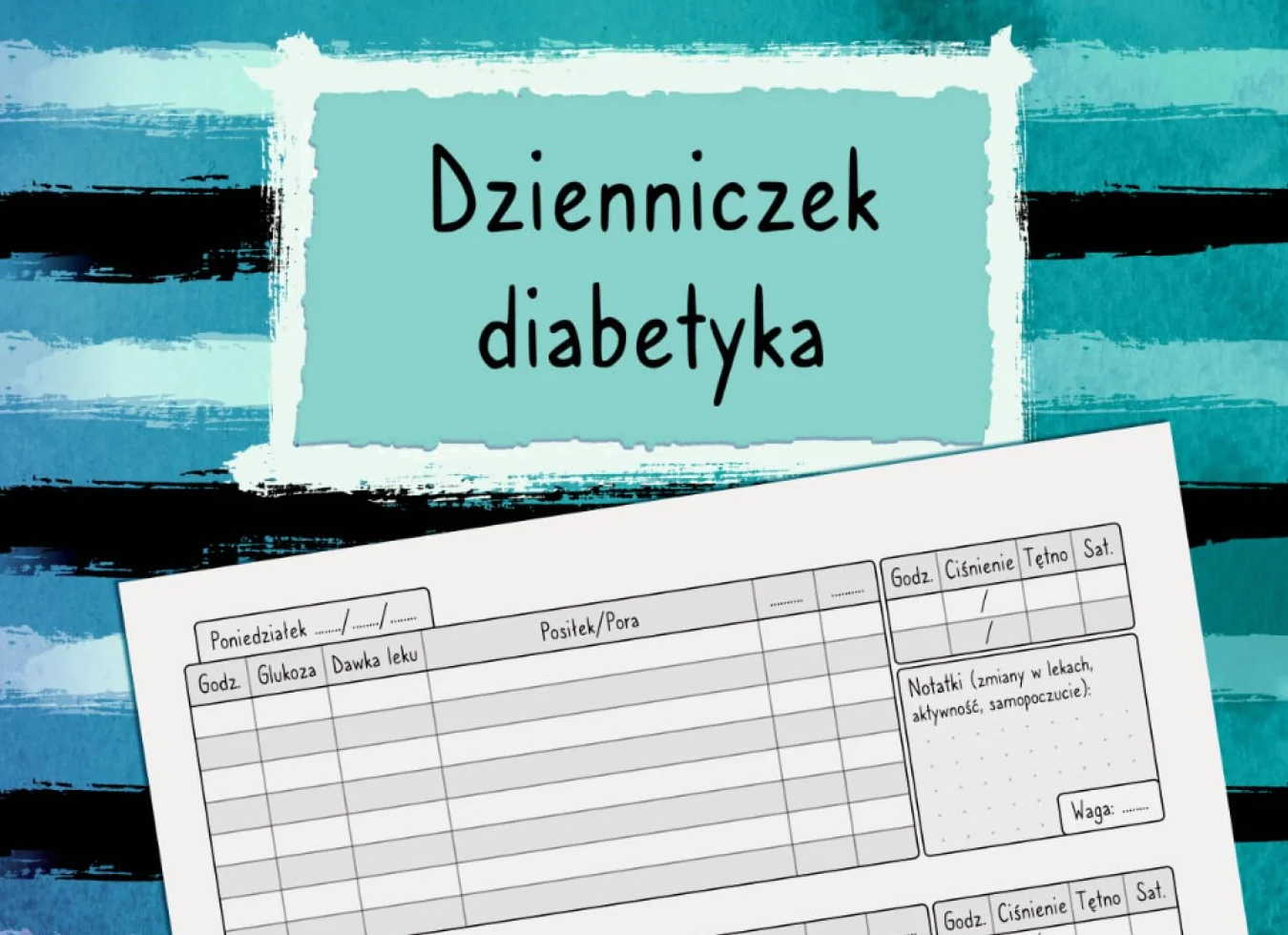 Dzienniczek diabetyka: Praktyczny dziennik dla cukrzyków do monitorowania posiłków, poziomu glukozy, ciśnienia krwi i innych parametrów | Kieszonkowy notes A5 | Elegancka okładka