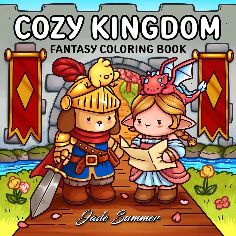 Cozy Kingdom: A Cute Fantasy Coloring Book for Adults and Teens with Knights, Dragons, Unicorns, Fairies, and More!