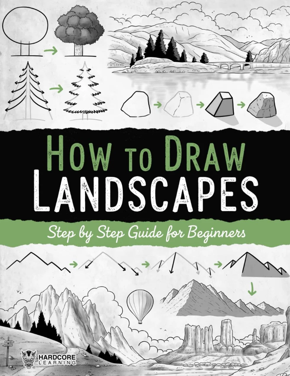 How to Draw Landscapes: Step-by-Step Guide for Beginners, Draw Nature Easily with Line Art and Shadows
