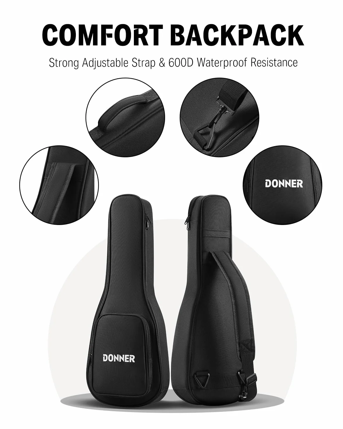 Donner Ukulele koncertowe, profesjonalny zestaw 50 cm, mahoniowe ukelele dla początkujących, dorosłych, dzieci, z lekcją online, torba na siłownię, torba Aquila, stringi, tuner, pasek, DUC-200B, kolor niebieski