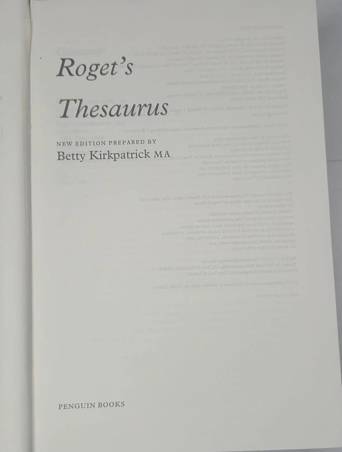 Roget's Thesaurus of English Words And Phrases