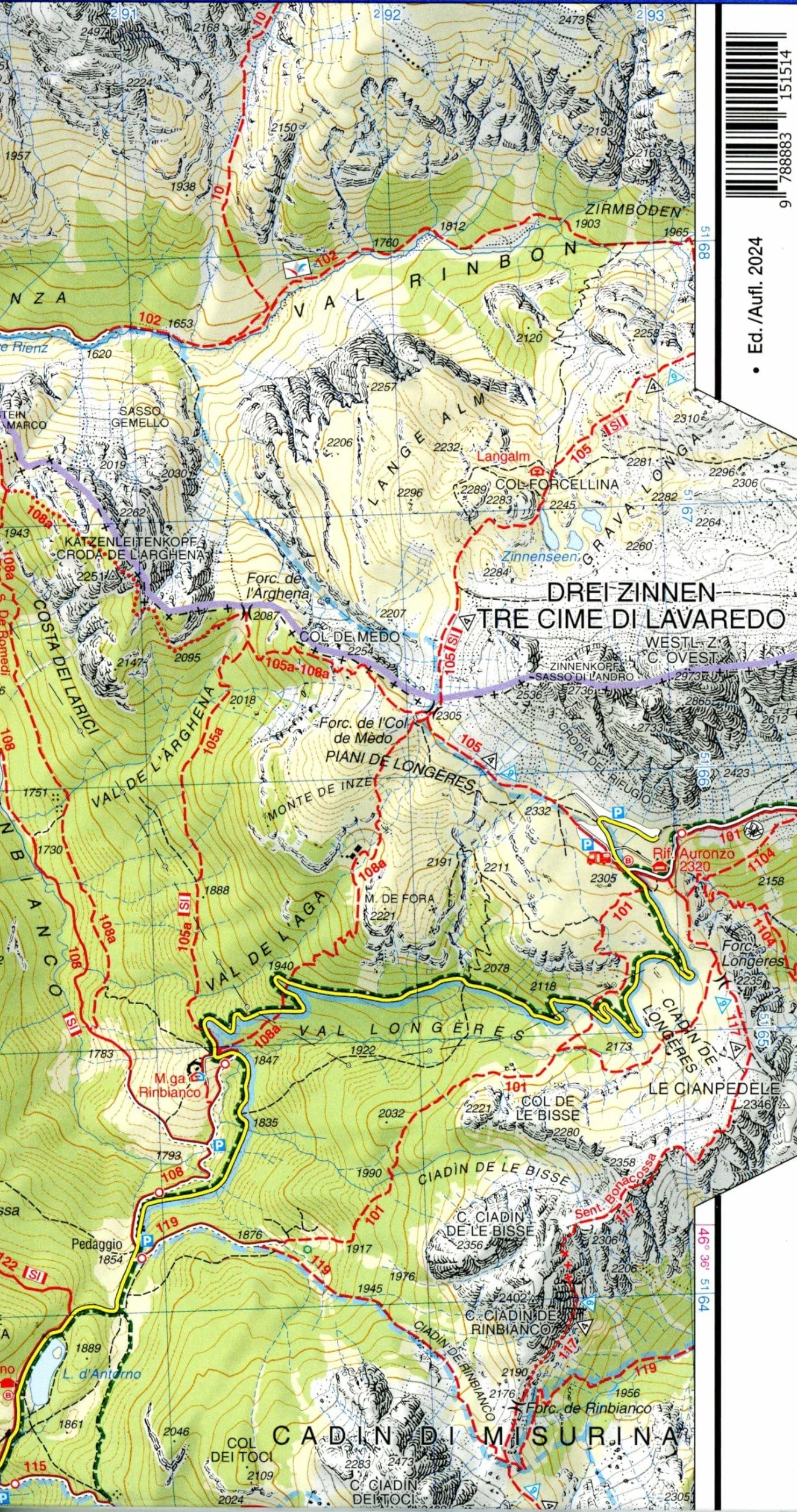 Cortina d'Ampezzo e Dolomiti Ampezzane. Carta topografica in scala 1:25.000, antistrappo, impermeabile, fotodegradabile: 03