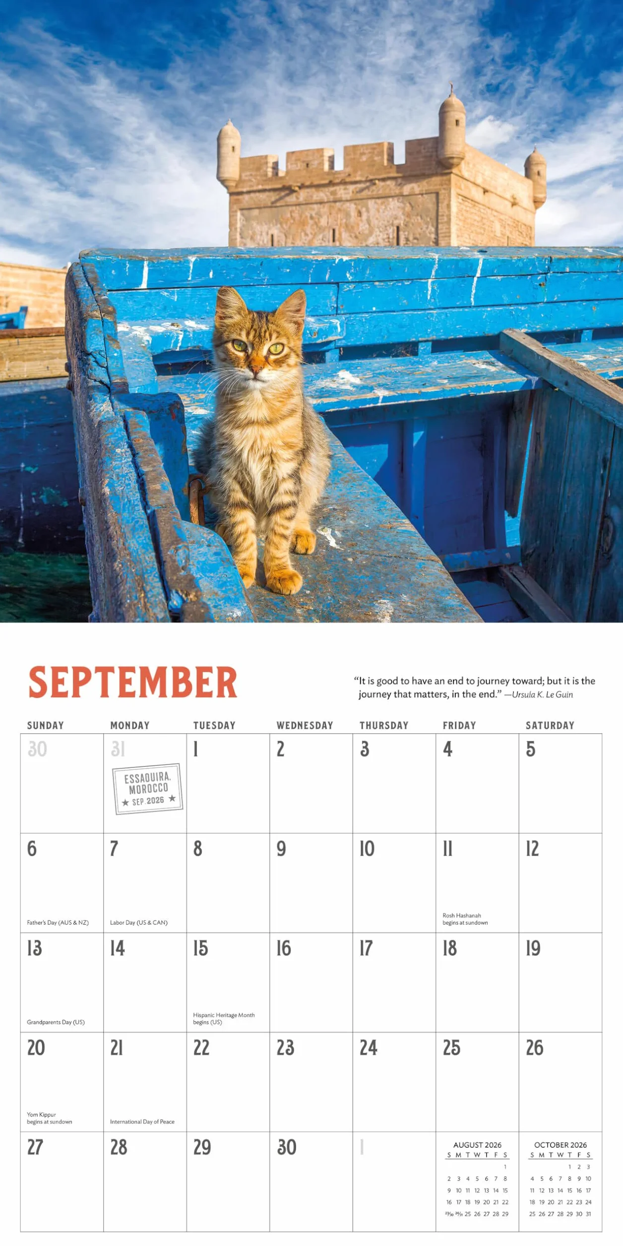 Travel Cats Wall Calendar 2026