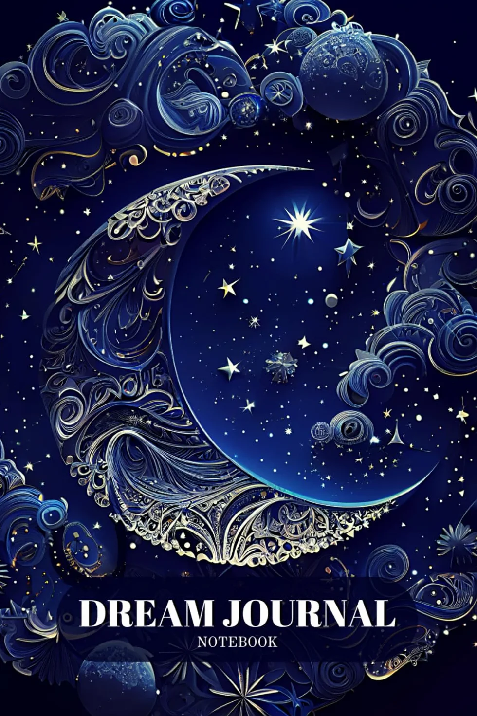 Dream Journal Notebook: Diary with Guided Prompts to Record and Track Your Dreams, Interpretations and Thoughts before Sleeping. Ideal Gift for Women, Girls, Men – Moon and Stars Theme