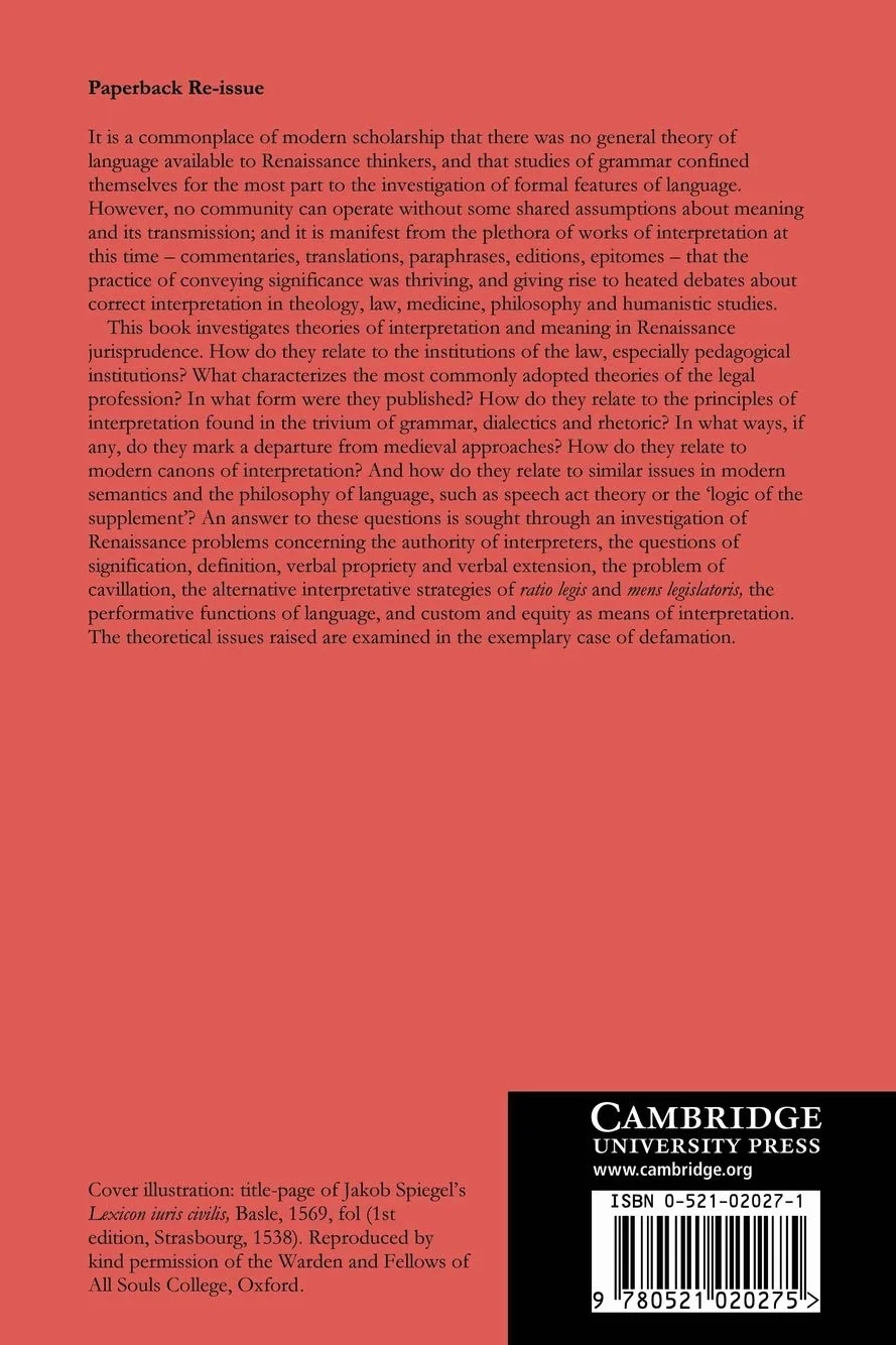 Interpretation and Meaning in the Renaissance: The Case of Law: 21