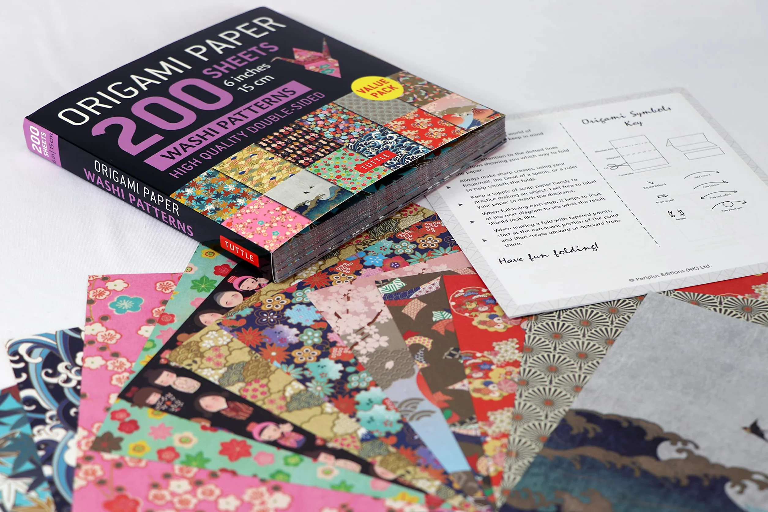 Origami Paper 200 sheets Washi Patterns 6" (15 cm): Tuttle Origami Paper: Tuttle Origami Paper: Double Sided Origami Sheets Printed with 12 Different Designs (Instructions for 6 Projects Included)
