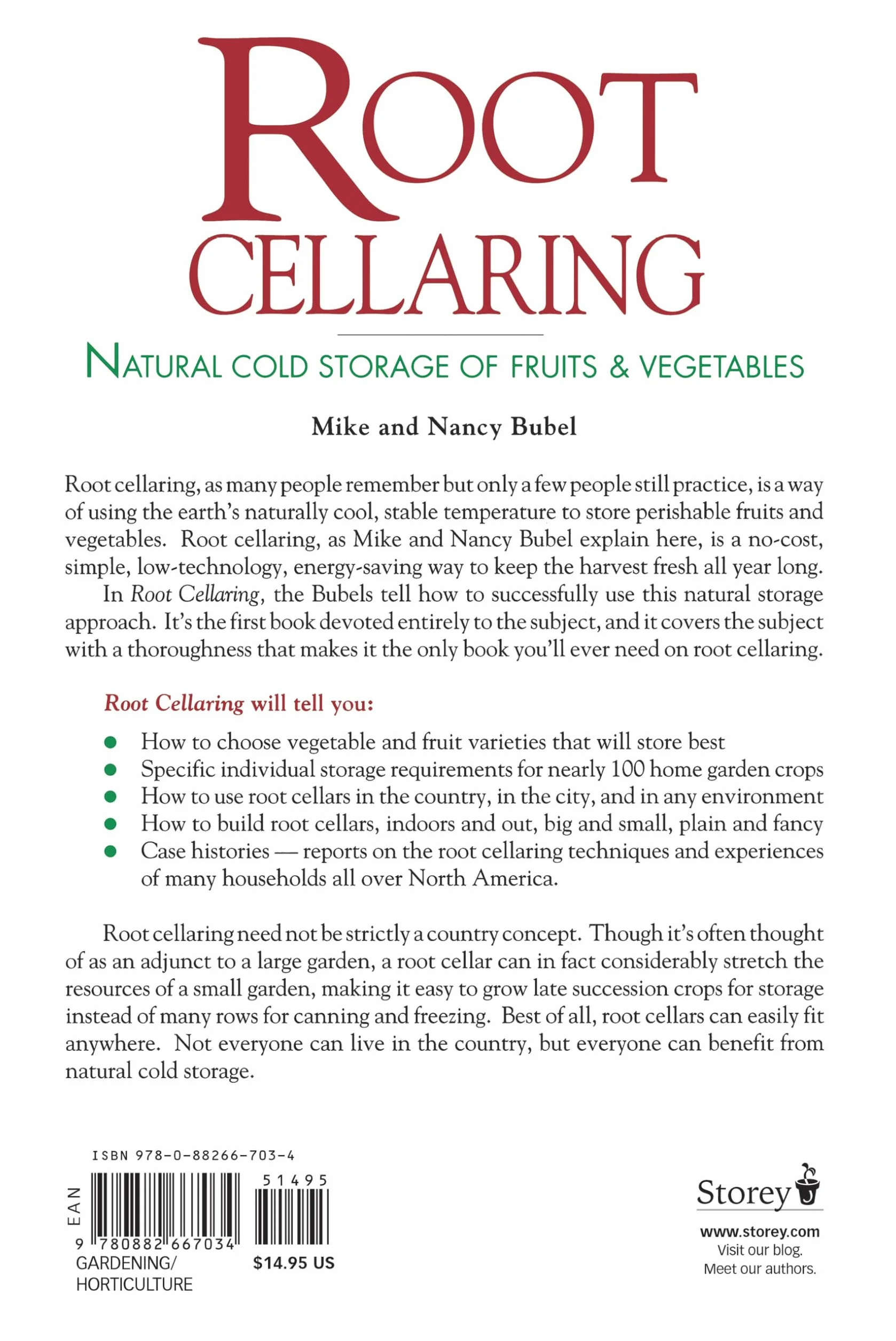 Root Cellaring: Natural Cold Storage of Fruits & Vegetables