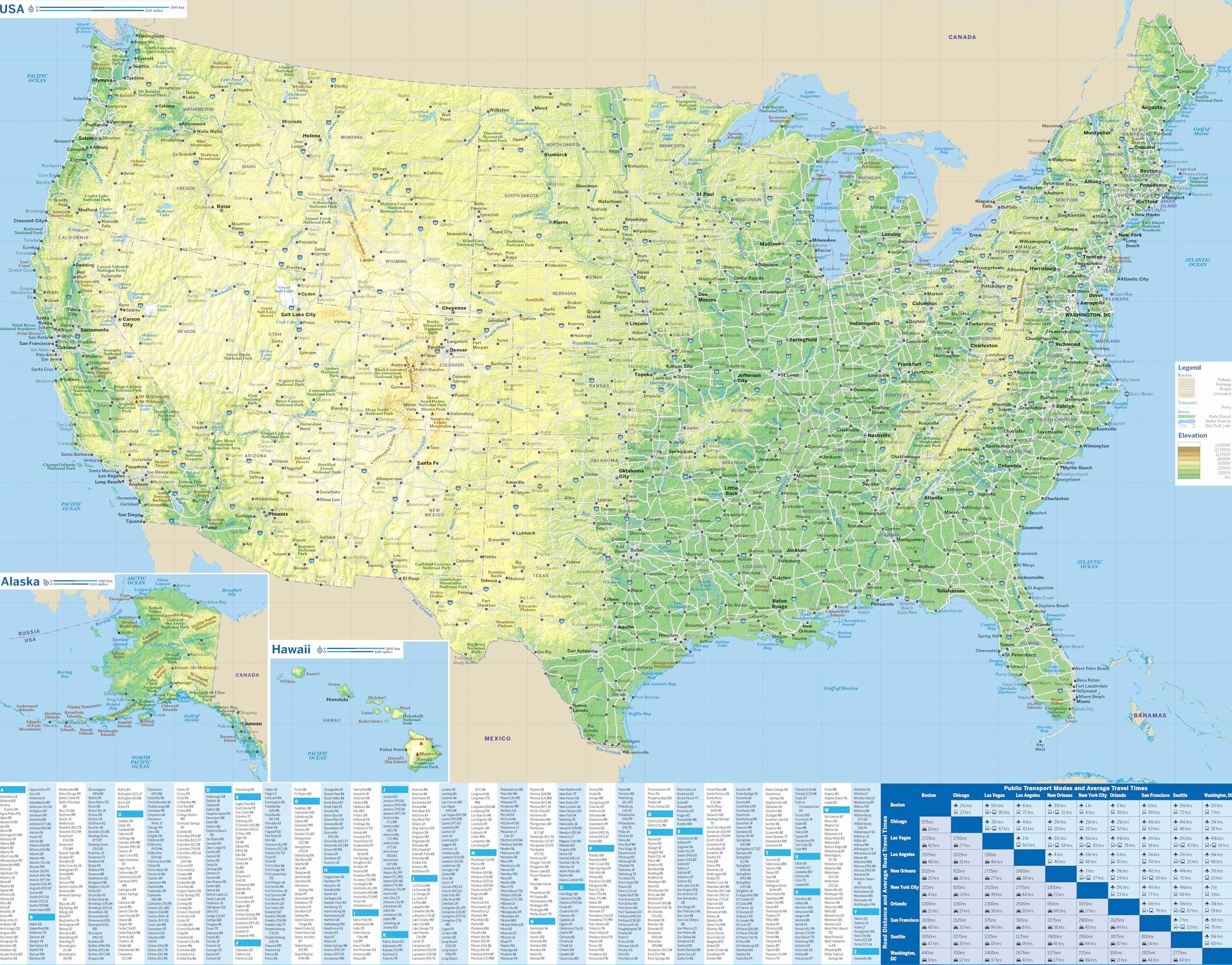 USA Planning Map 2ed -anglais-: Durable, Waterproof, Easy-Fold Travel Map with Attractions, Itineraries & Transport Guide