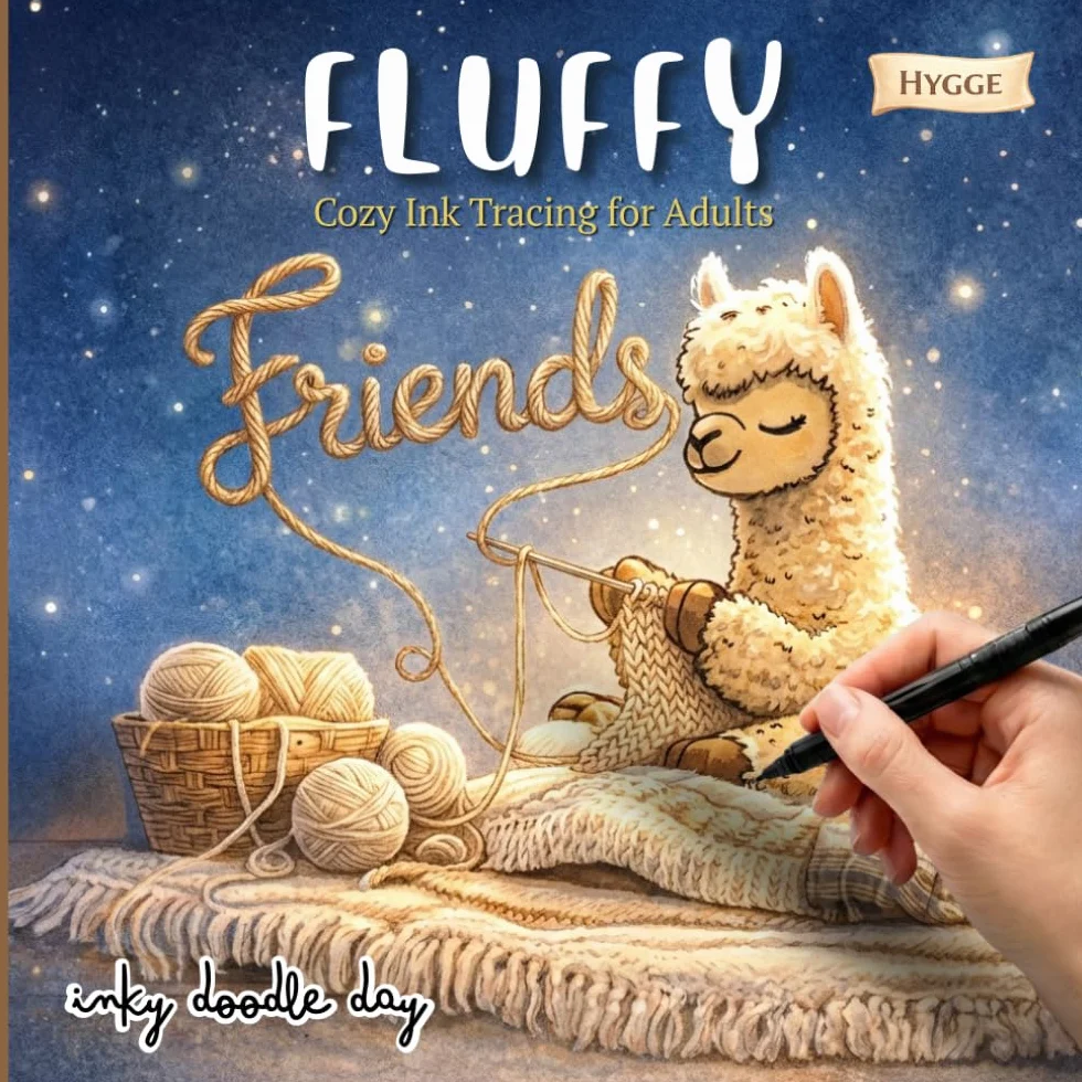 Inky Doodle Day: Fluffy Hygge Friends: A Super Cute Ink Tracing Coloring Book for Galentines, Couples and Fuzzy Love