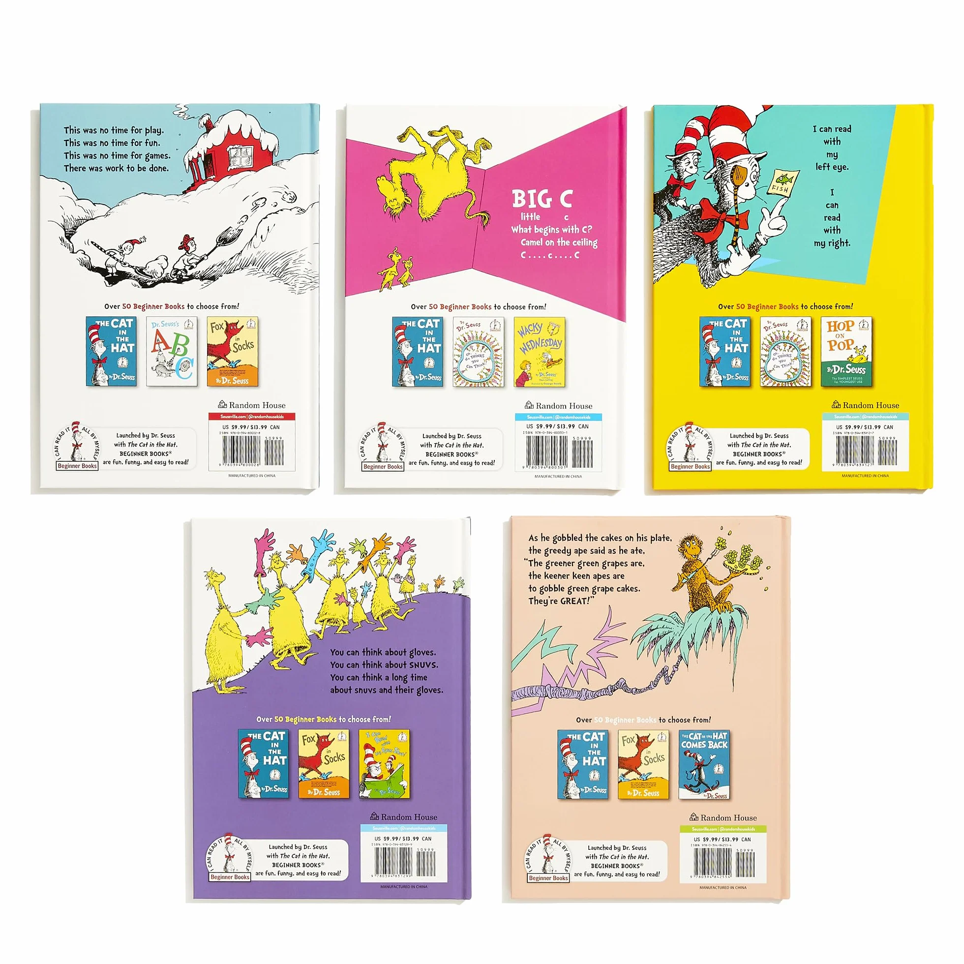Dr. Seuss's Second Beginner Book Boxed Set Collection: The Cat in the Hat Comes Back; Dr. Seuss's ABC; I Can Read with My Eyes Shut!; Oh, the Thinks You Can Think!; Oh Say Can You Say?