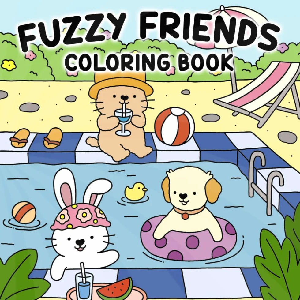 Fuzzy Friends Coloring Book: Delightful Coloring Pages for Adults and Teens with Cute Animal Illustrations