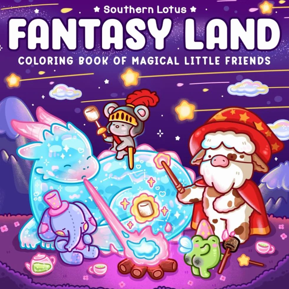 Fantasy Land Coloring Book for Adults Teens: Magical World Little Friends Cute Cozy Moments Funny Adventures Relaxation