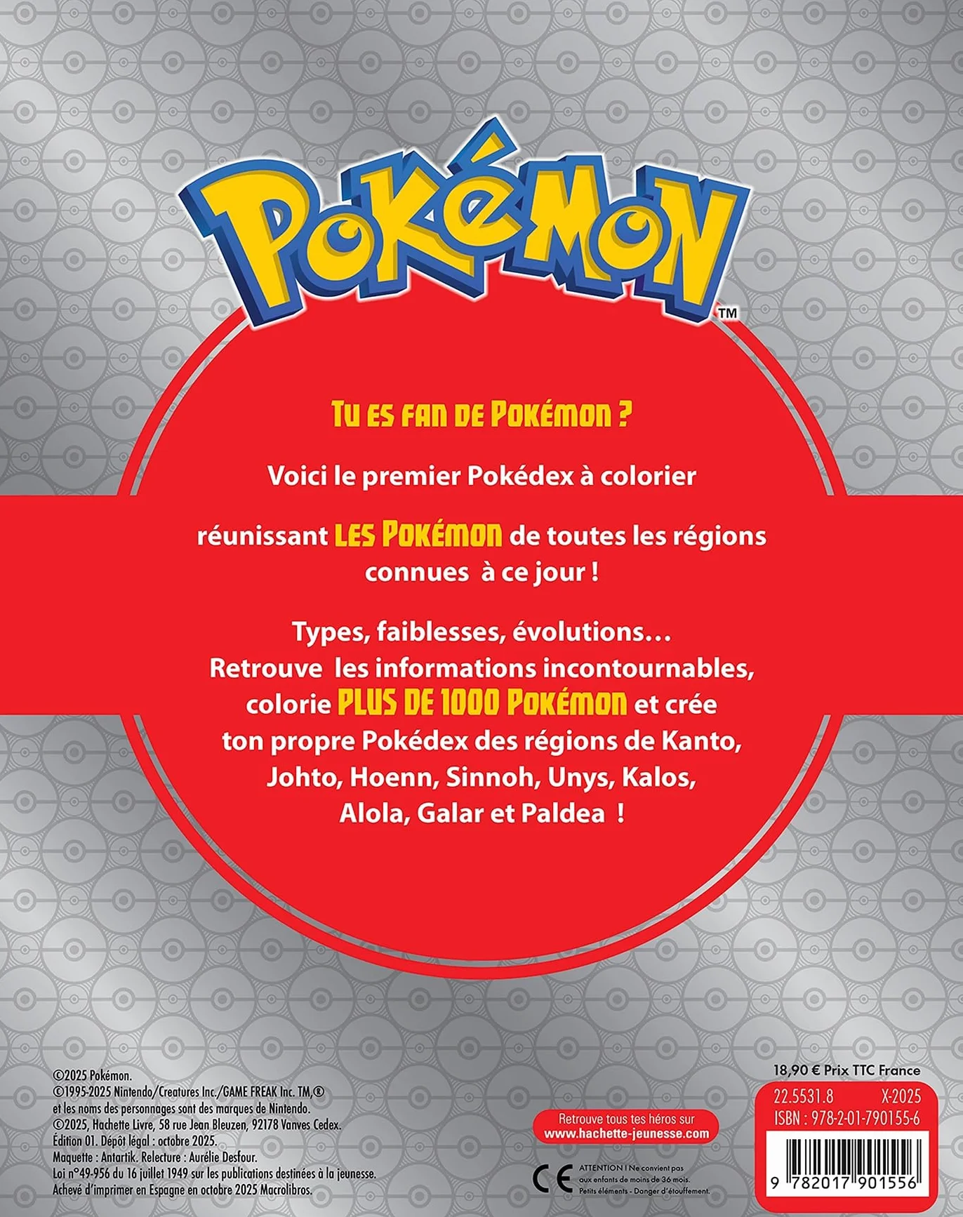 Pokémon - Pokedex à colorier de Kanto à Paldea: Livre de coloriages