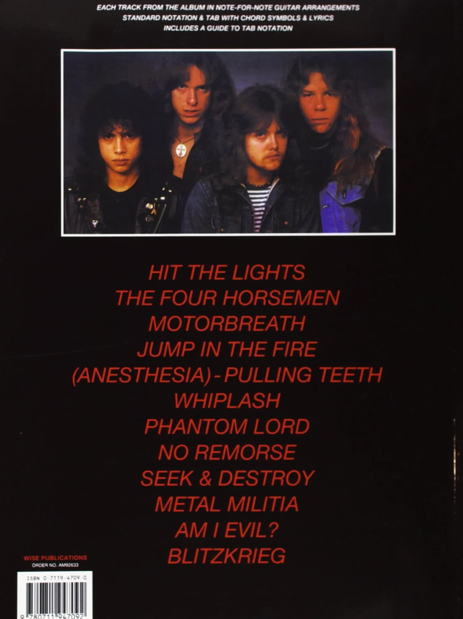 Metallica: kill 'em all guitar tab edition guitare
