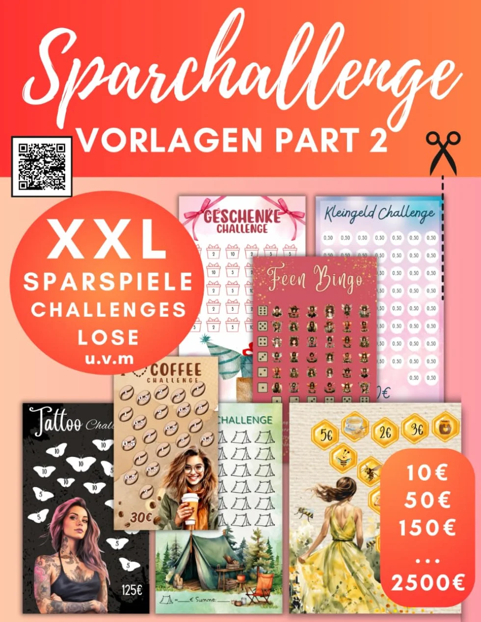 Spar Challenge Vorlagen Umschlagmethode Part2 Budget Planner Zubehör Cash Stuffing A6