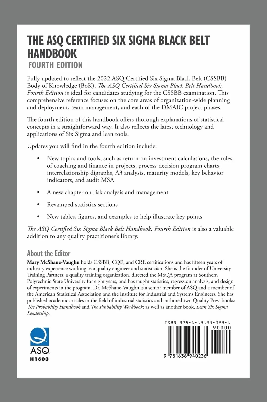 The ASQ Certified Six Sigma Black Belt Handbook, Fourth Edition