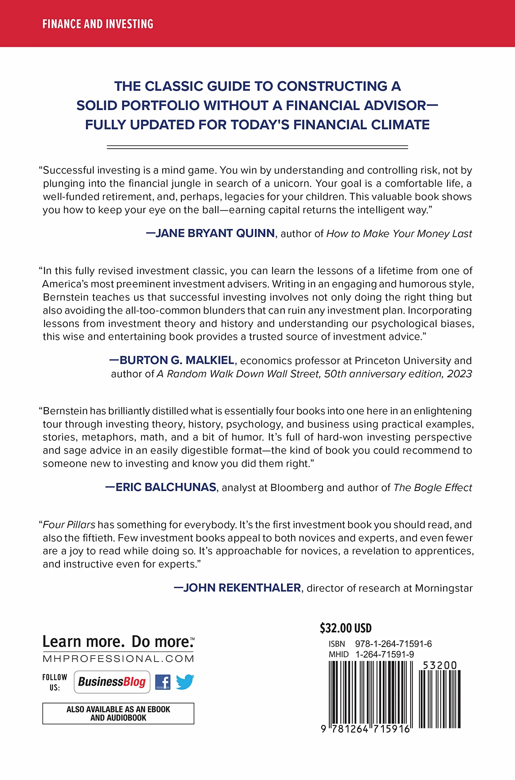 The Four Pillars of Investing, Second Edition: Lessons for Building a Winning Portfolio
